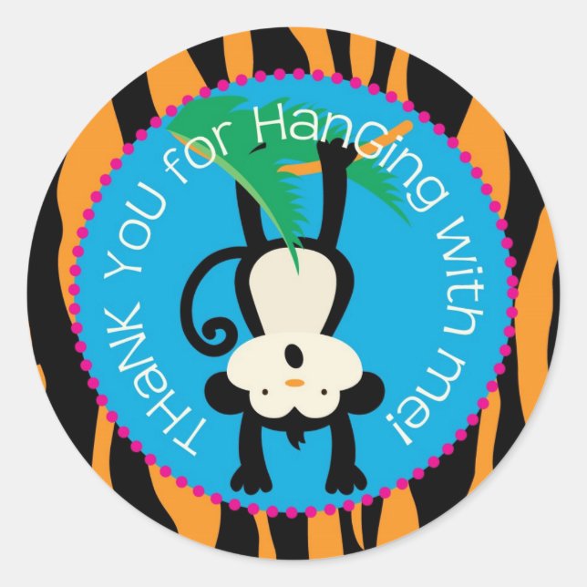 Adesivo Redondo Selgle Monkey Gift Label Wild (Frente)