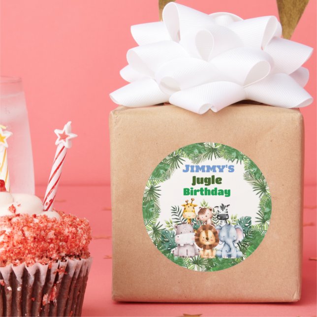 Adesivo Redondo Selgle Safari Alicerce Clássico de Aniversário (Festa)