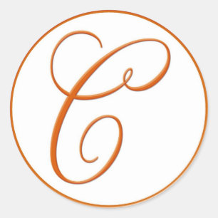 Adesivo Redondo Selo ALARANJADO do envelope com monograma - um