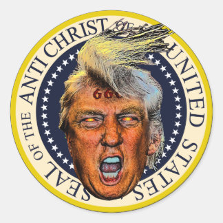 Adesivo Redondo Selo Anti-Presidente Trump do Anti-Cristo