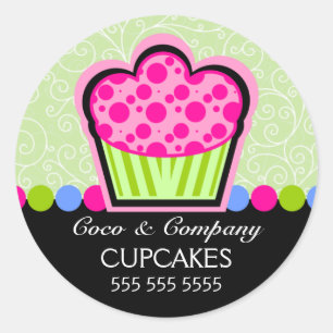 Adesivo Redondo Selo bonito da caixa da padaria do cupcake