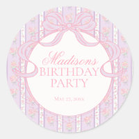 Selo Circular de Aniversário Floral Chique Vintage