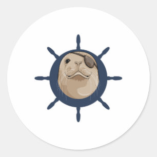 Adesivo Redondo Selo com leme de navio
