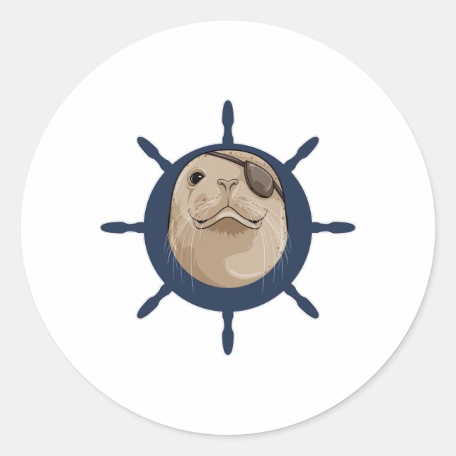 Adesivo Redondo Selo com leme de navio (Frente)