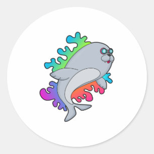 Adesivo Redondo Selo com óculos