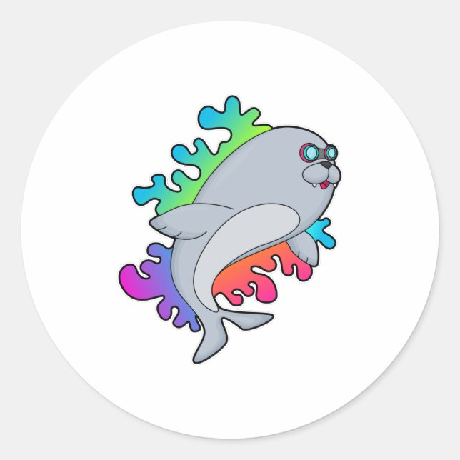 Adesivo Redondo Selo com óculos (Frente)