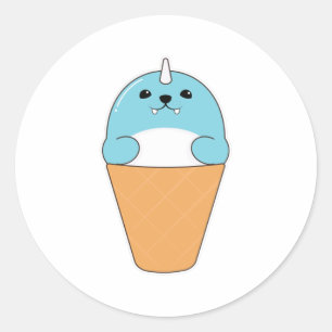 Adesivo Redondo Selo com Sorvete