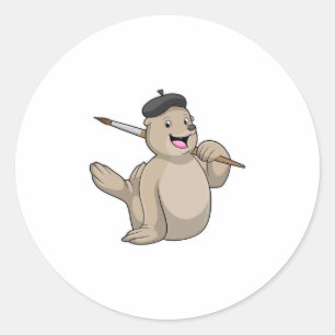 Adesivo Redondo Selo como Pintor com Pintor