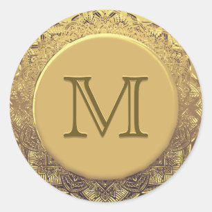 Adesivo Redondo Selo customizável do ouro do monograma