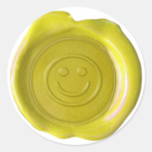 Adesivo Redondo Selo da cera - amarelo - cara -