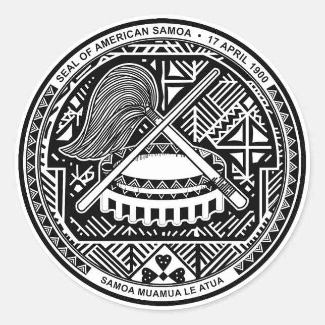 Adesivo Redondo Selo da Samoa Americana  (Frente)