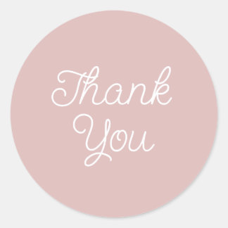 Adesivo Redondo Selo de Agradecimento Simples de Caligrafia Rosa M