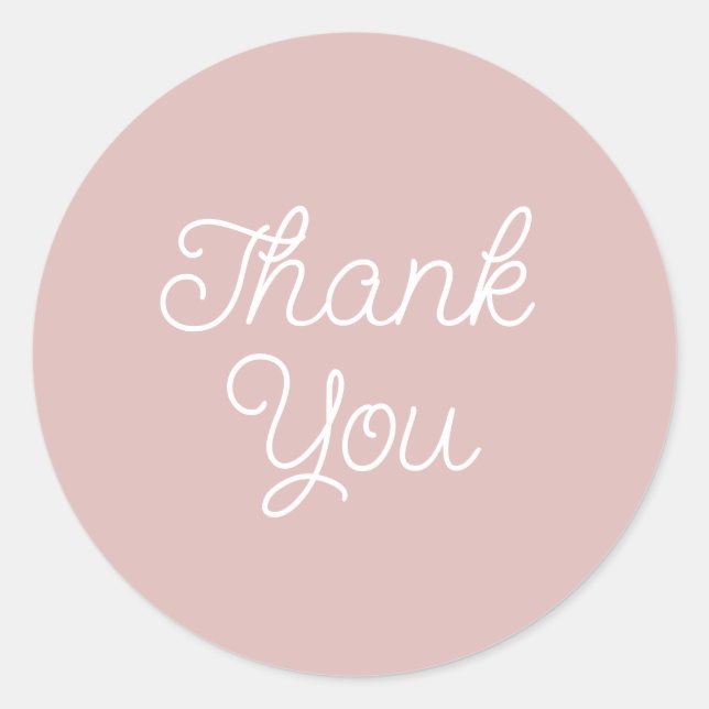 Adesivo Redondo Selo de Agradecimento Simples de Caligrafia Rosa M (Frente)