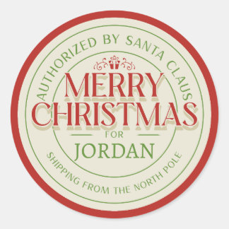 Adesivo Redondo Selo de aprovação dos papais noeis" Polo Norte Per