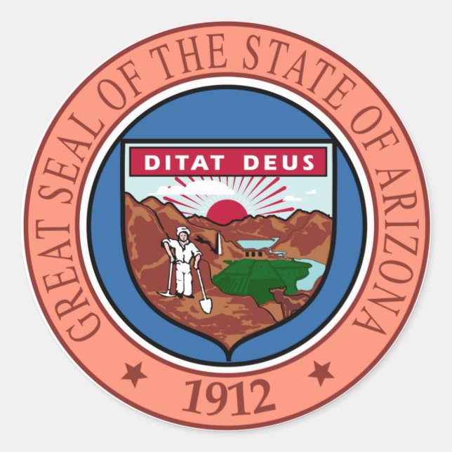 Adesivo Redondo Selo de Arizona "EUA Round Sticker" (Frente)