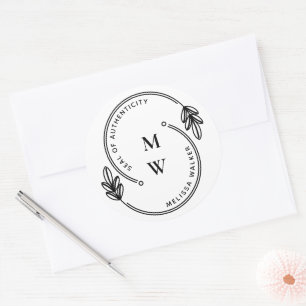 Adesivo Redondo Selo de Artista do Monograma de Autenticidade