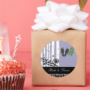 Adesivo Redondo Selo de aves de trezinha púrpura Ultra Violeta