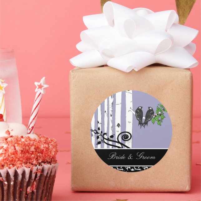 Adesivo Redondo Selo de aves de trezinha púrpura Ultra Violeta (Festa)