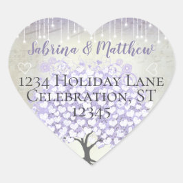 Adesivo Redondo Selo de Casamento de Árvore de Folha de Coração de