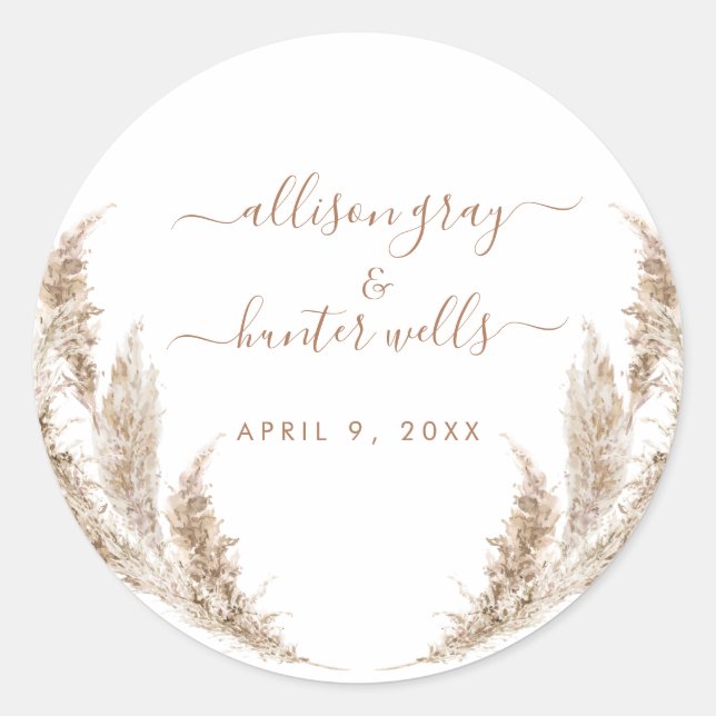 Adesivo Redondo Selo de Casamento Floral (Frente)