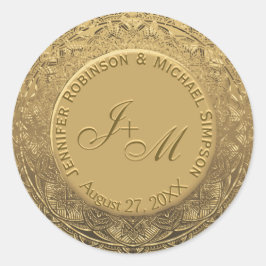 Adesivo Redondo Selo de Casamento Monograma Personalizável