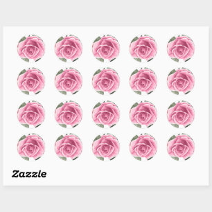 Adesivo Redondo Selo de Casamento Rosa Rosa Geométrico Elegante