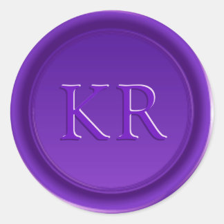 Adesivo Redondo Selo de Cera de Monograma Elegante Roxo