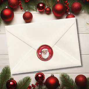 Adesivo Redondo Selo de Cera de Natal Vermelho Falso Santa