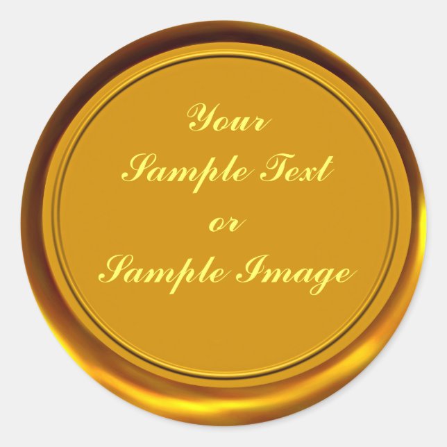 Adesivo Redondo Selo de cera de ouro (Frente)