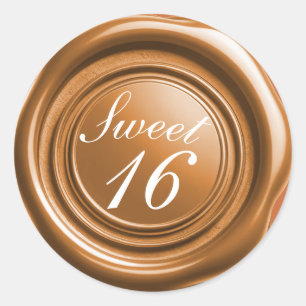 Adesivo Redondo Selo de Cera de Vela Laranja Gotejante Doce 16 Cas