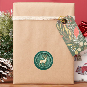 Adesivo Redondo Selo de Cera Falsa Natal Deer Gold