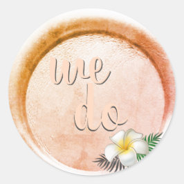 Adesivo Redondo *~* Selo de Cera Floral Bronzeado Rosa Casamento S