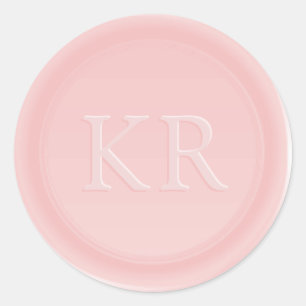 Adesivo Redondo Selo de Cera Monograma Elegante Rosa Bege