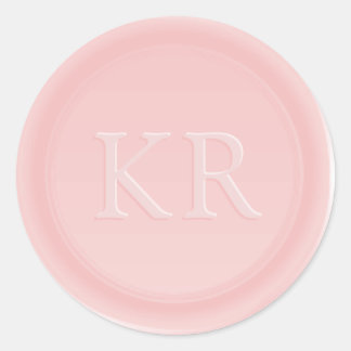 Adesivo Redondo Selo de Cera Monograma Elegante Rosa Bege