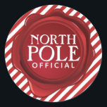 Adesivo Redondo Selo de cera oficial do Polo Norte Strike Christma<br><div class="desc">Personalizar com qualquer texto. Itens correspondentes disponíveis.</div>