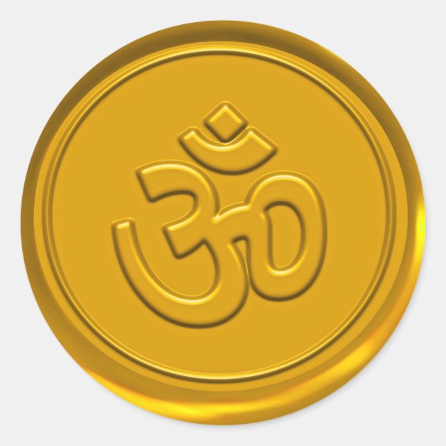 Adesivo Redondo Selo De Cera Om ouro (Frente)