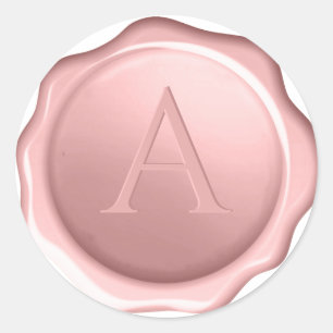 Adesivo Redondo Selo de Cera Rosa Monograma Inicial Rosa Embutido