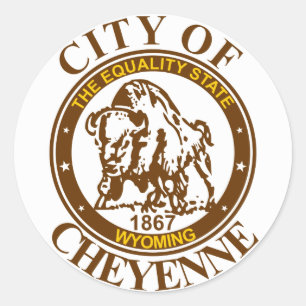 Adesivo Redondo Selo de Cheyenne, Wyoming