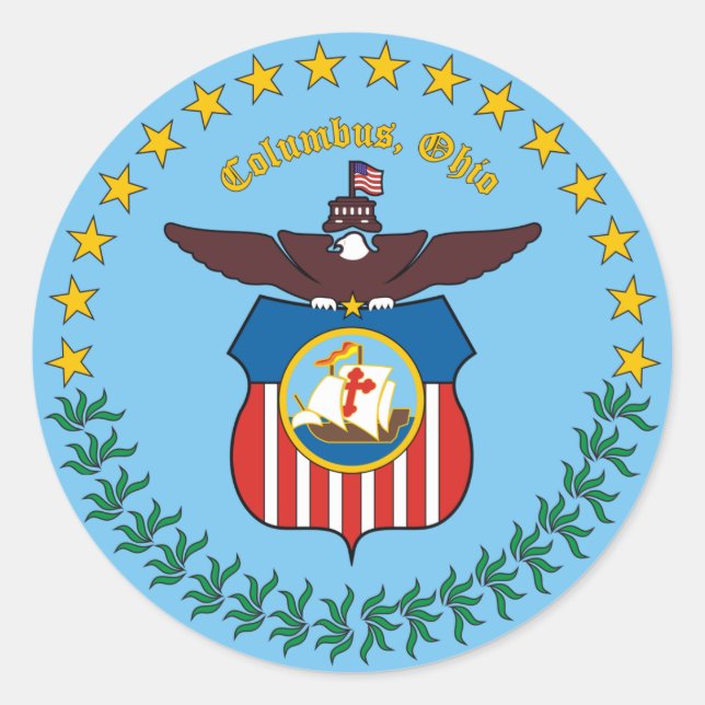 Adesivo Redondo Selo de Columbus, Ohio (Frente)