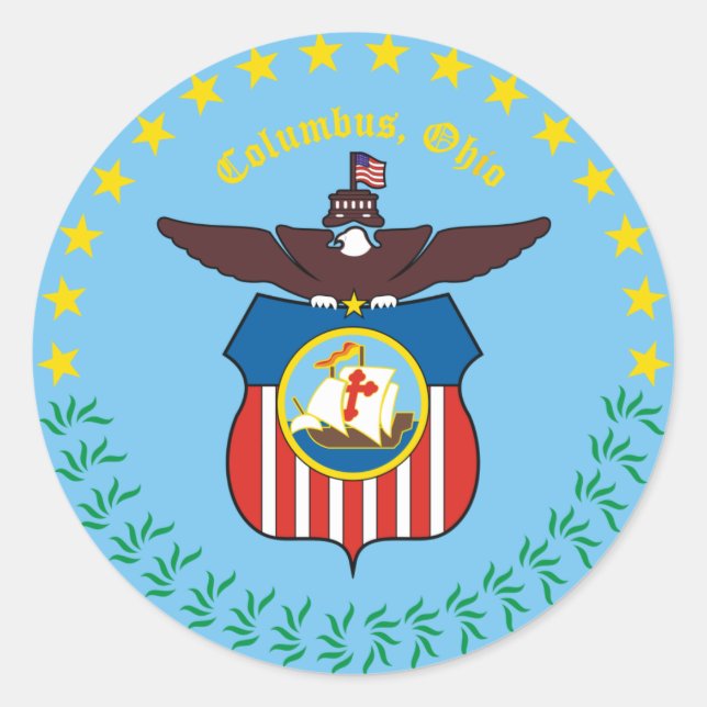 Adesivo Redondo Selo de Columbus, Ohio (Frente)