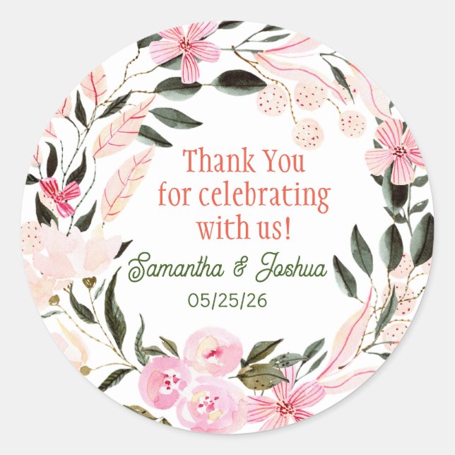Adesivo Redondo Selo de convite para casamento elegante (Frente)