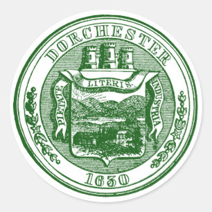 Adesivo Redondo Selo de Dorchester Massachusetts, verde