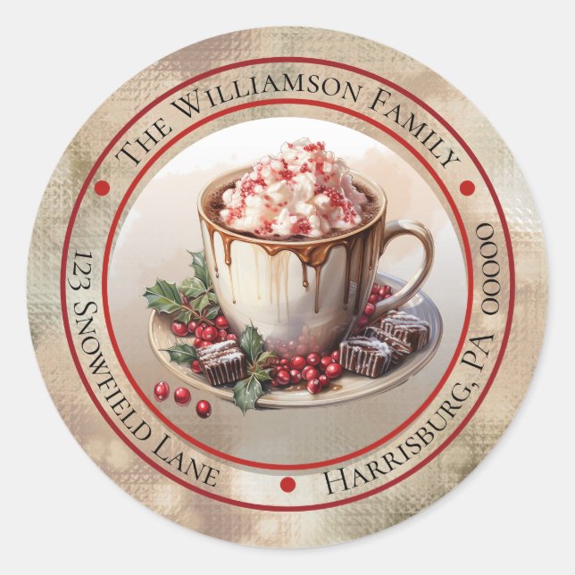 Adesivo Redondo Selo de Endereço de Retorno de Cacau Quente de Fér (Frente)