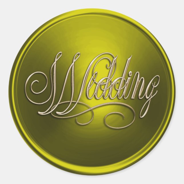 Adesivo Redondo Selo de Envelope Amarelo-Ácido e Dourado (Frente)