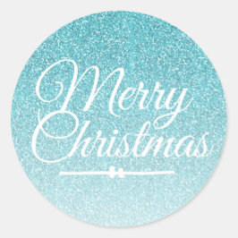 Adesivo Redondo Selo de Envelope Azul-Brilhante Feliz Natal