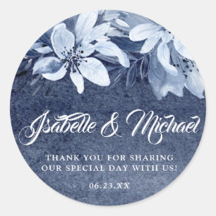 Adesivo Redondo Selo de Envelope Azul-Dusty Elegante