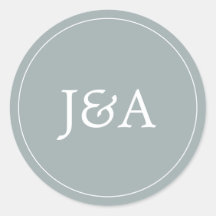 Selo de Envelope Azul Dusty Monograma Simples Eleg