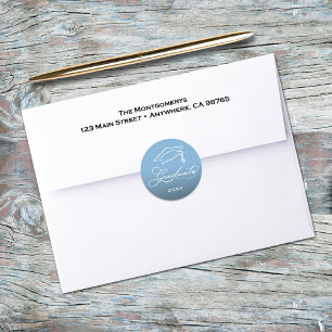 Adesivo Redondo Selo de Envelope Azul Pó Script de Formatura