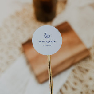 Adesivo Redondo Selo de Envelope Azul Whimsical