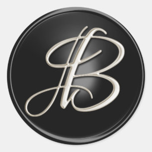 Adesivo Redondo Selo de Envelope B do Monograma de Prata